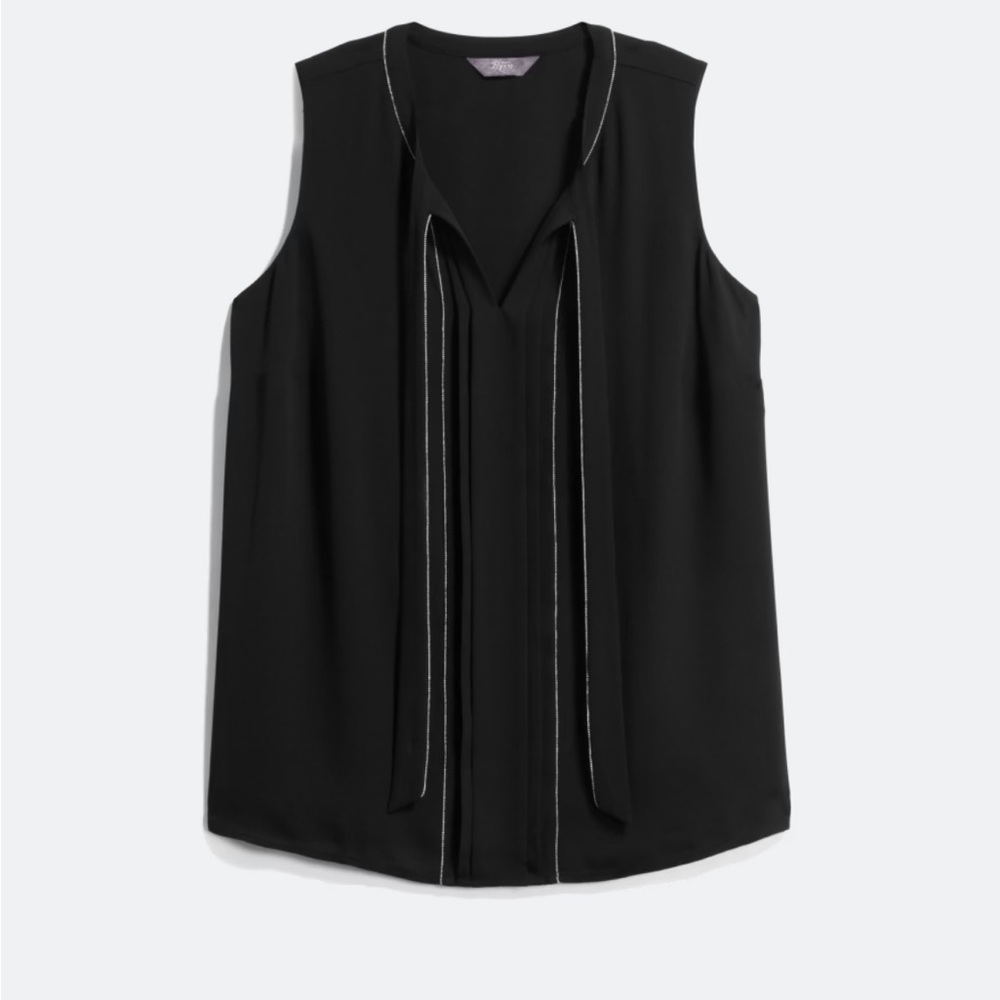 Kava Tie-neck silver-detail blouse